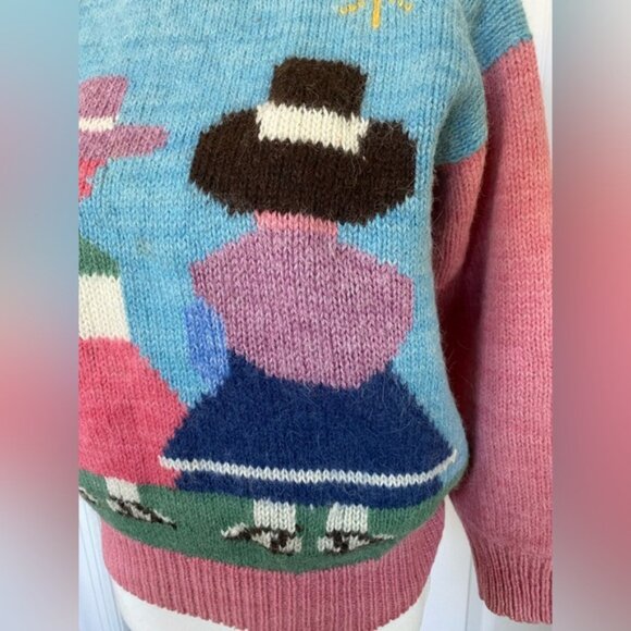 Ladies Vintage Hand Knit Wool Pullover Sweater - Picture 3 of 6